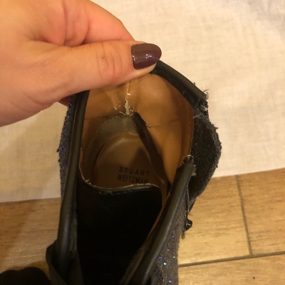 STUART WEITZMAN Girls Black High Top Sneakers Crystal Embellished Vance Wedge 3 - Picture 13 of 13